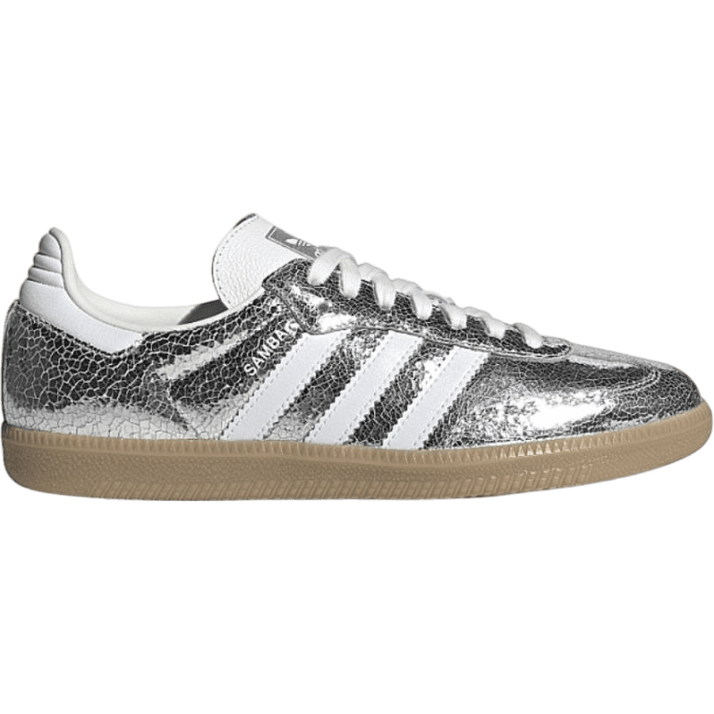 Adidas Samba OG Silver Metallic Cracked Leather (Women's)
