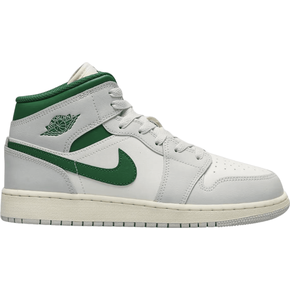 Air Jordan 1 Mid White Pure Platinum Pine Green (GS)