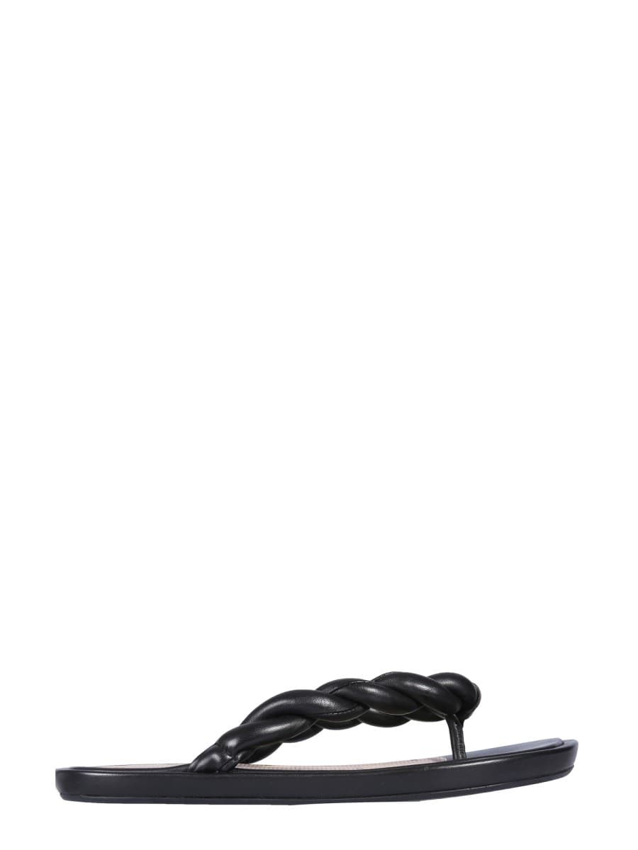 Red (v) Leather Slide Sandals