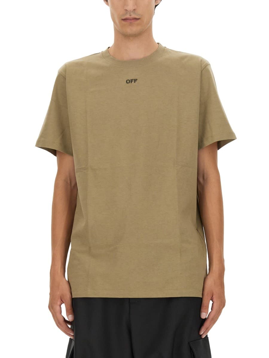 Off-White T-Shirt with Arrow Embroidery