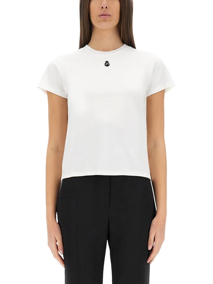 Alexander Mcqueen T-Shirt with "skull" Embroidery