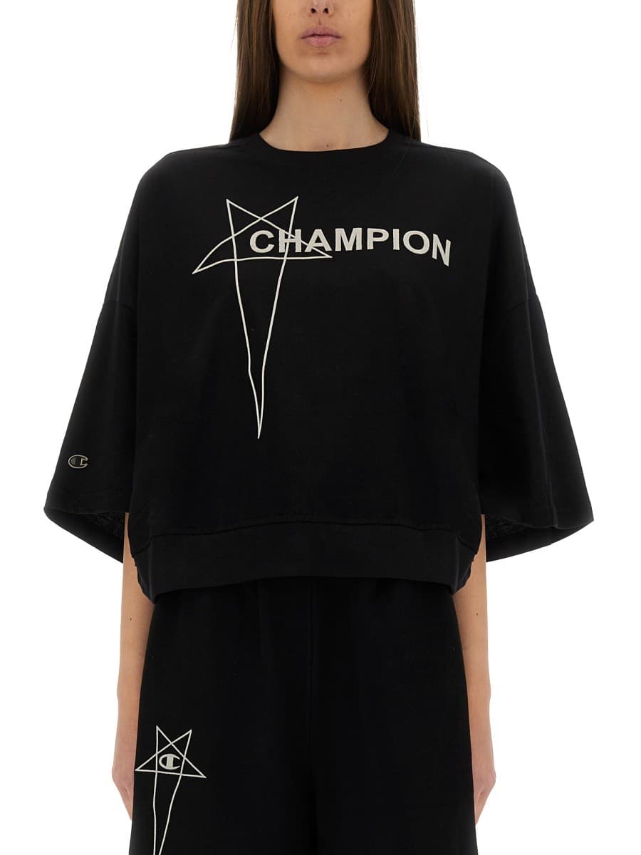 Champion X Rick Owens Cropped "tommy T" T-Shirt