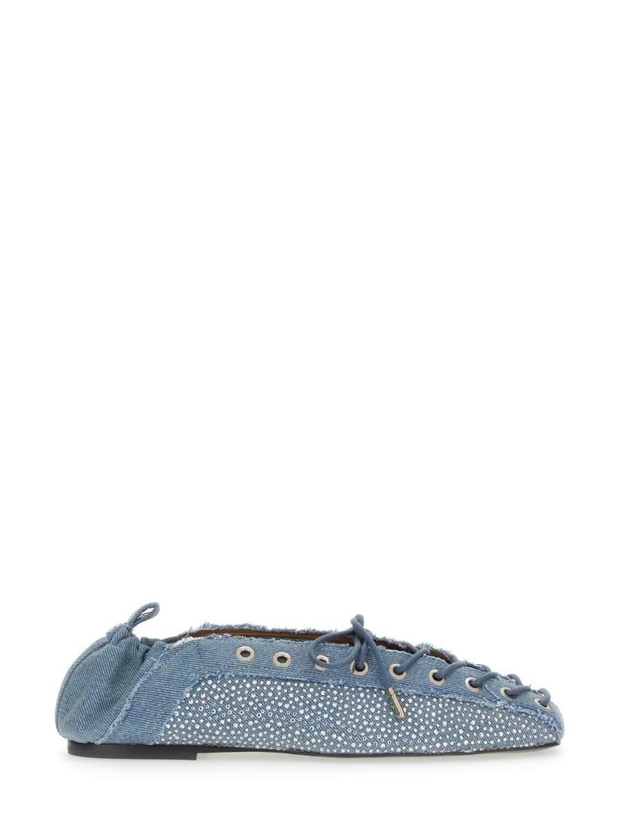 Ganni Lace-Up Ballerina