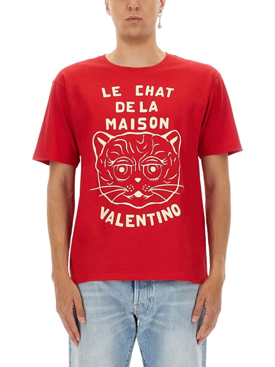 Valentino T-Shirt with "chat de la Maison" Print