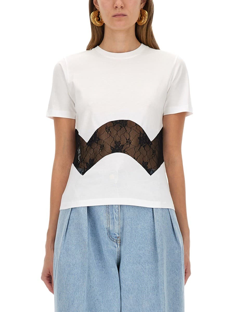 Nina Ricci Jersey T-Shirt with Lace Insert