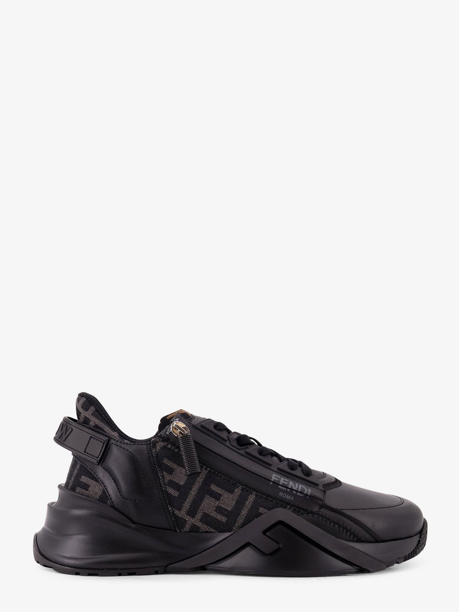 Fendi Leather Flow sneakers with FF jacquard fabric inserts