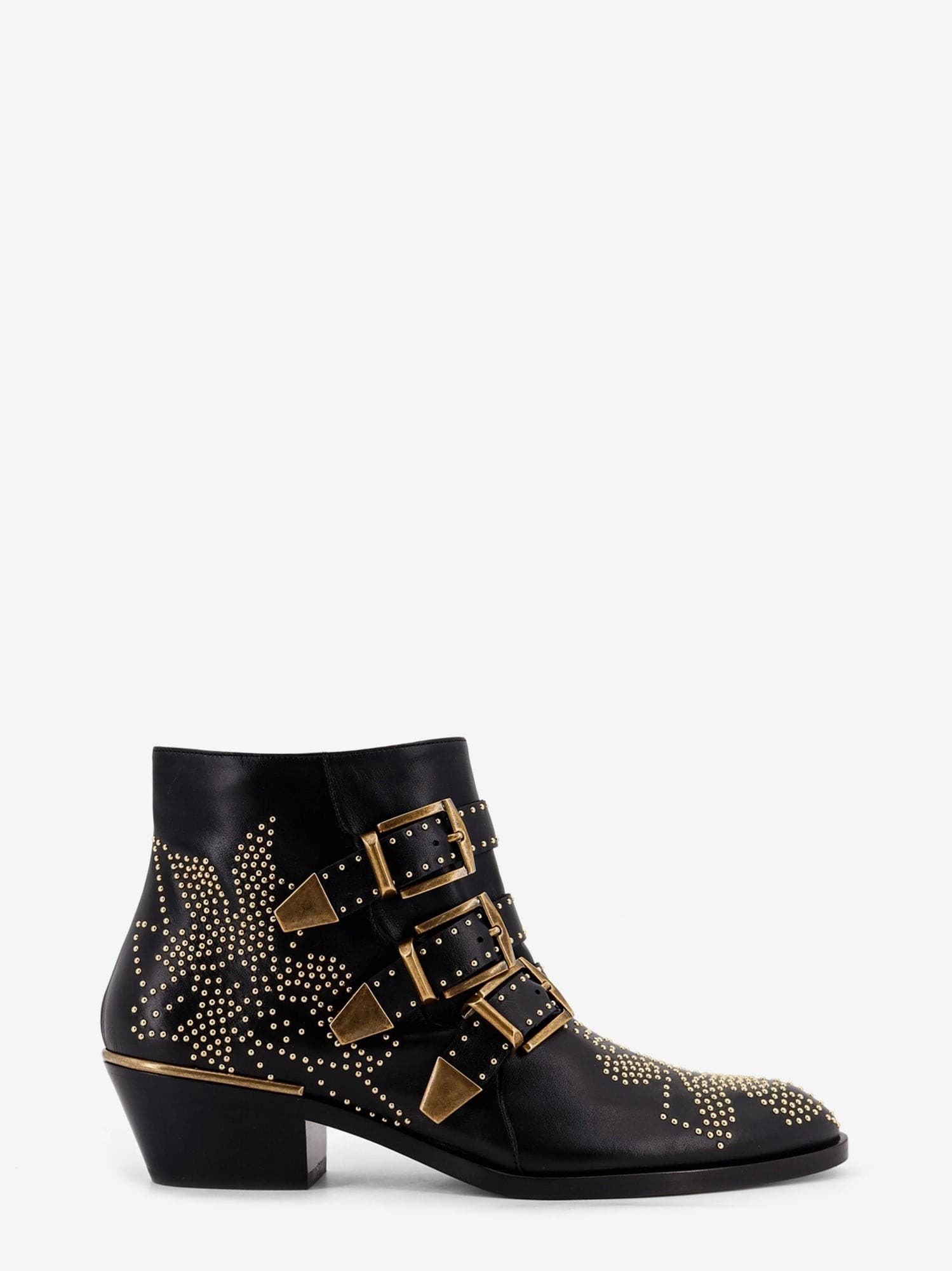 Chloe' Leather Susan boots with metal details