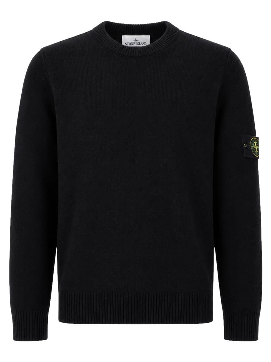 Stone Island Maglia in Lana Con Patch Logo