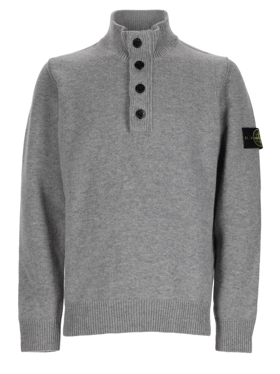 Stone Island Maglia Con Bottoni E Patch Logo