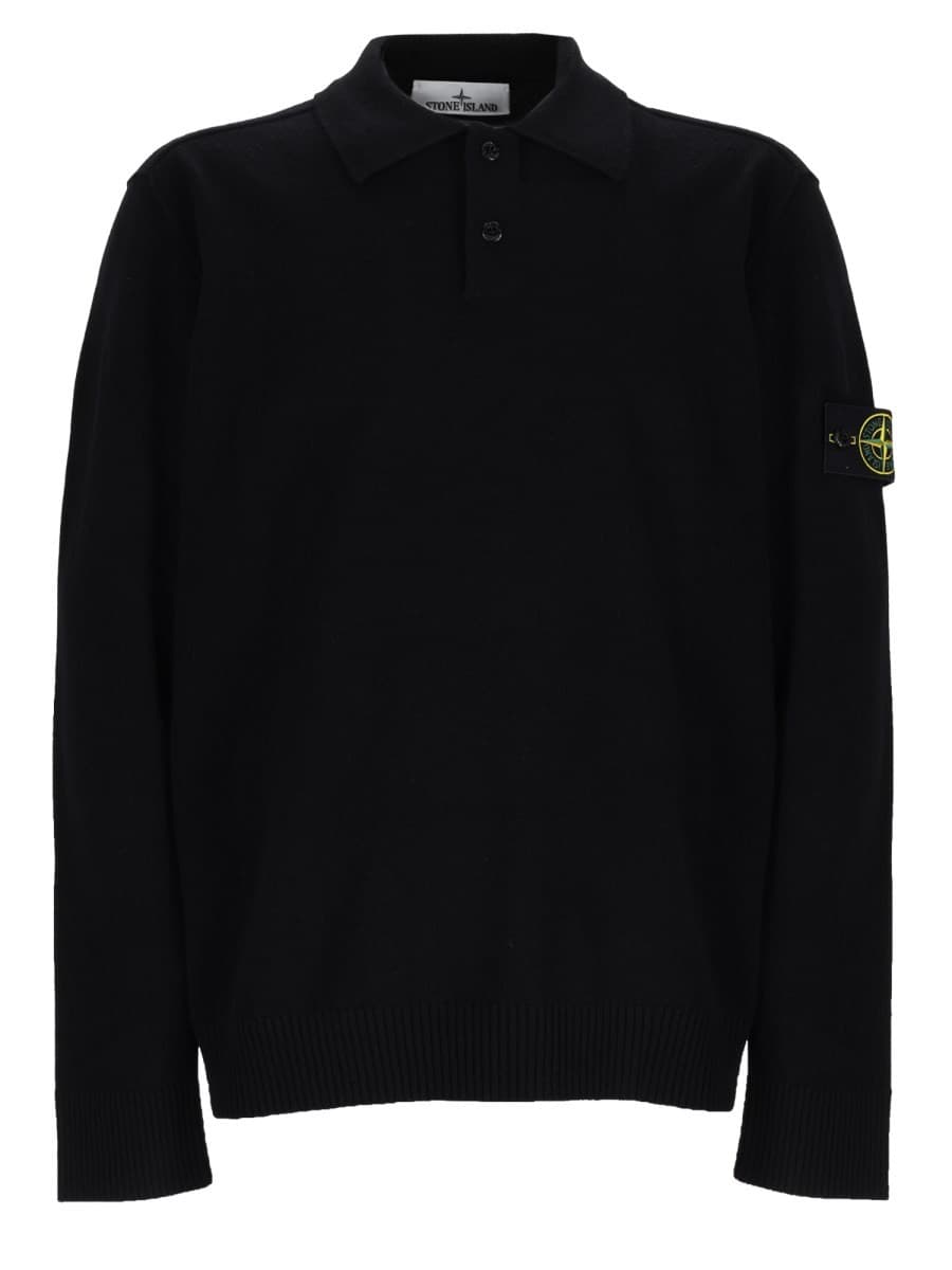 Stone Island Polo in Maglia Con Patch Logo