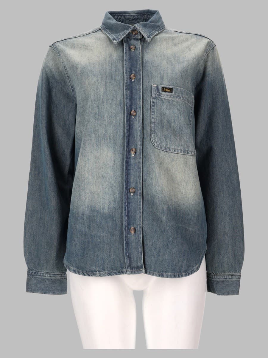 Lois Camicia "anne" in Denim Con Finitura Vintage