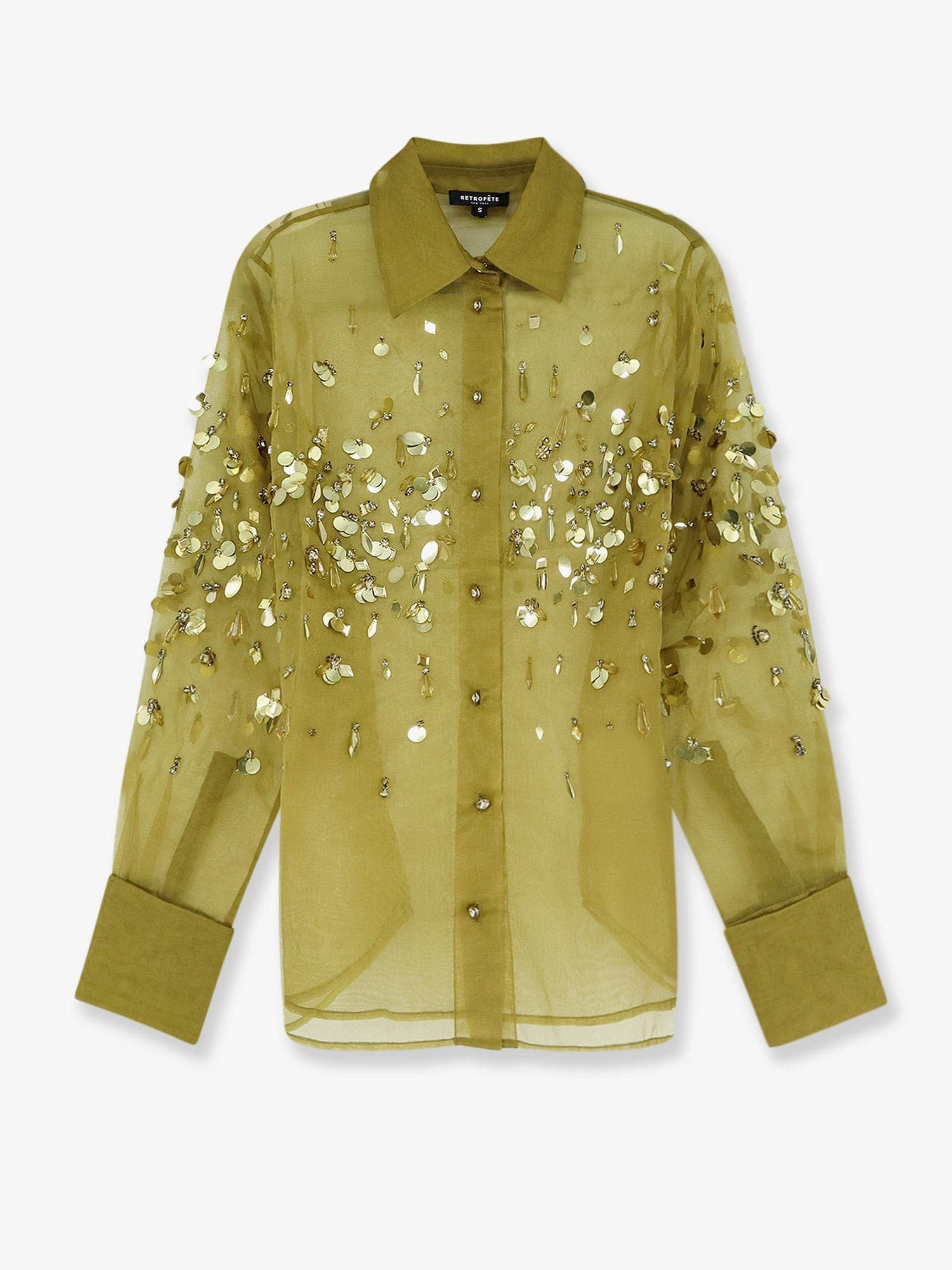 Retrofete Voile shirt with sequins and rhinestones