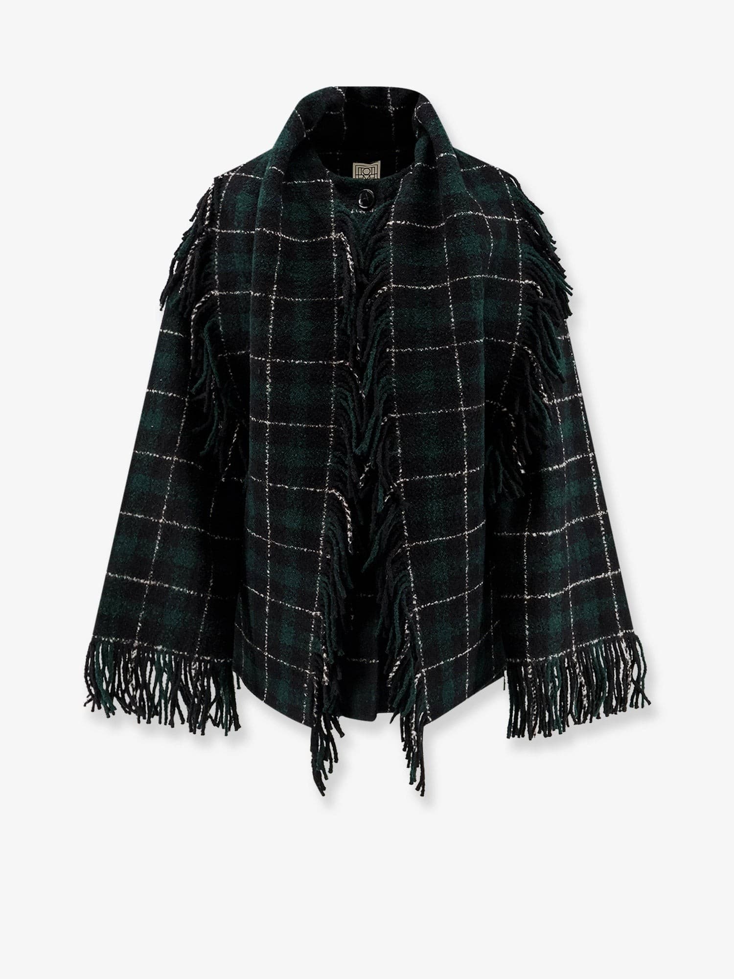Toteme Fringed scarf madras wool coat