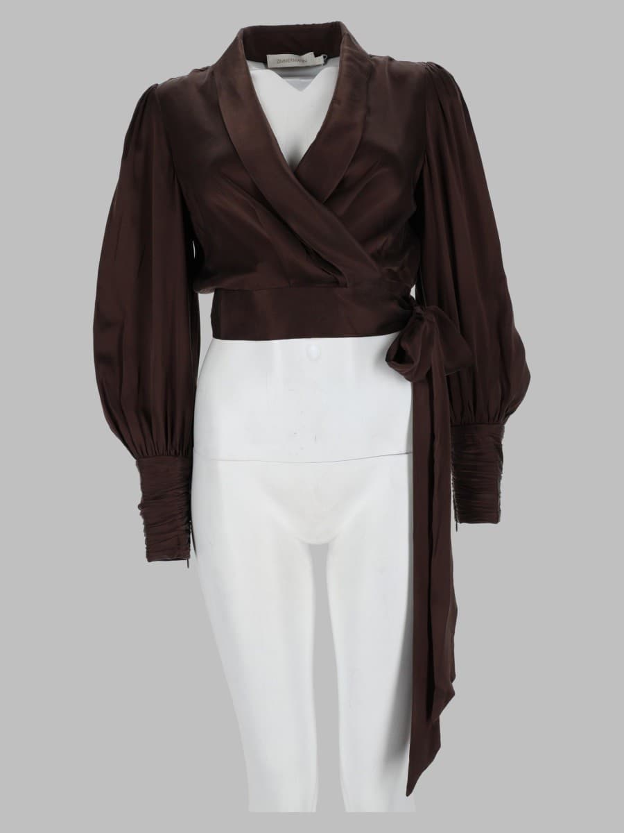 Zimmermann Blusa "Wrap" in Seta