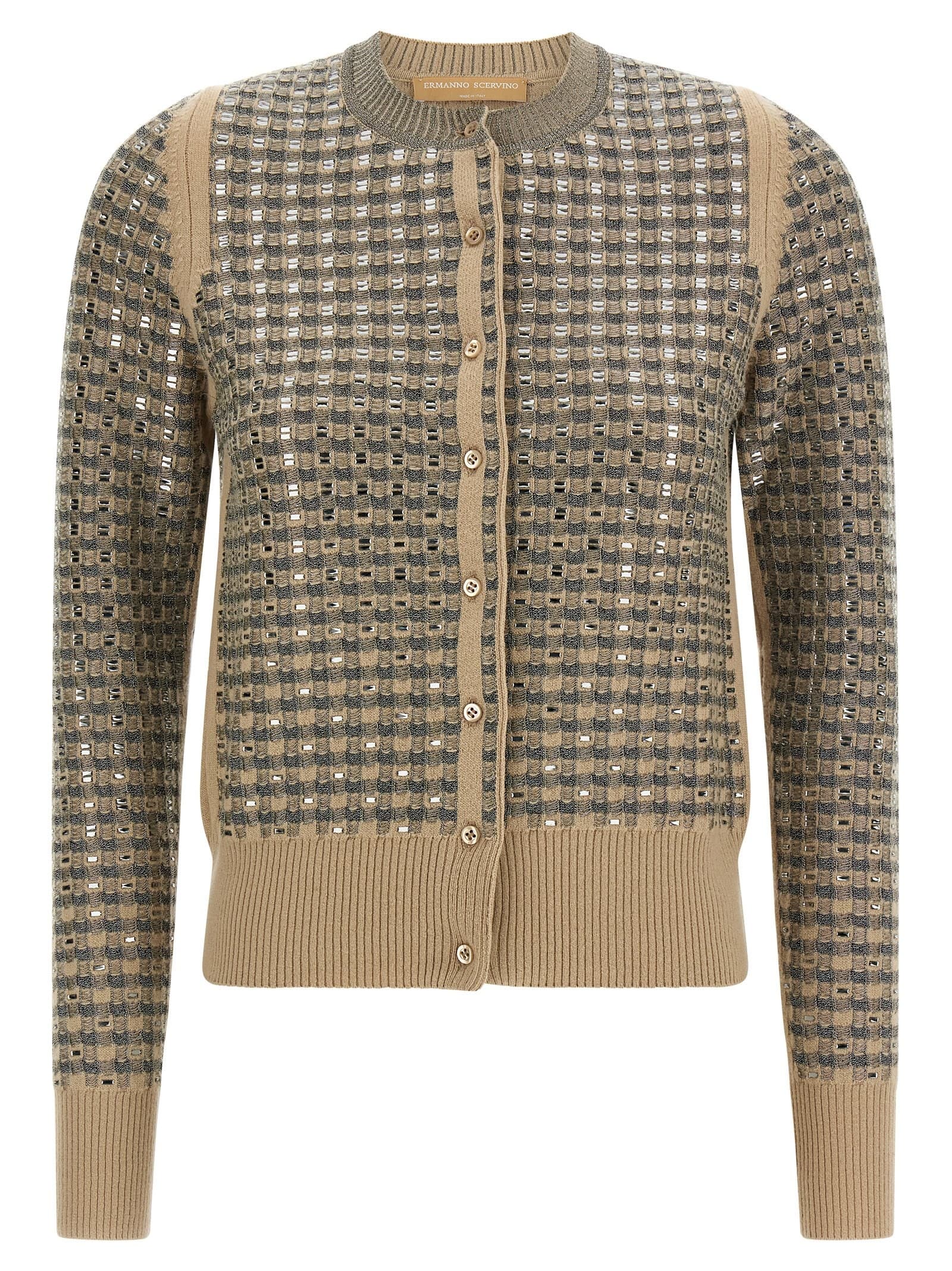 Ermanno Scervino Check cardigan with crystals