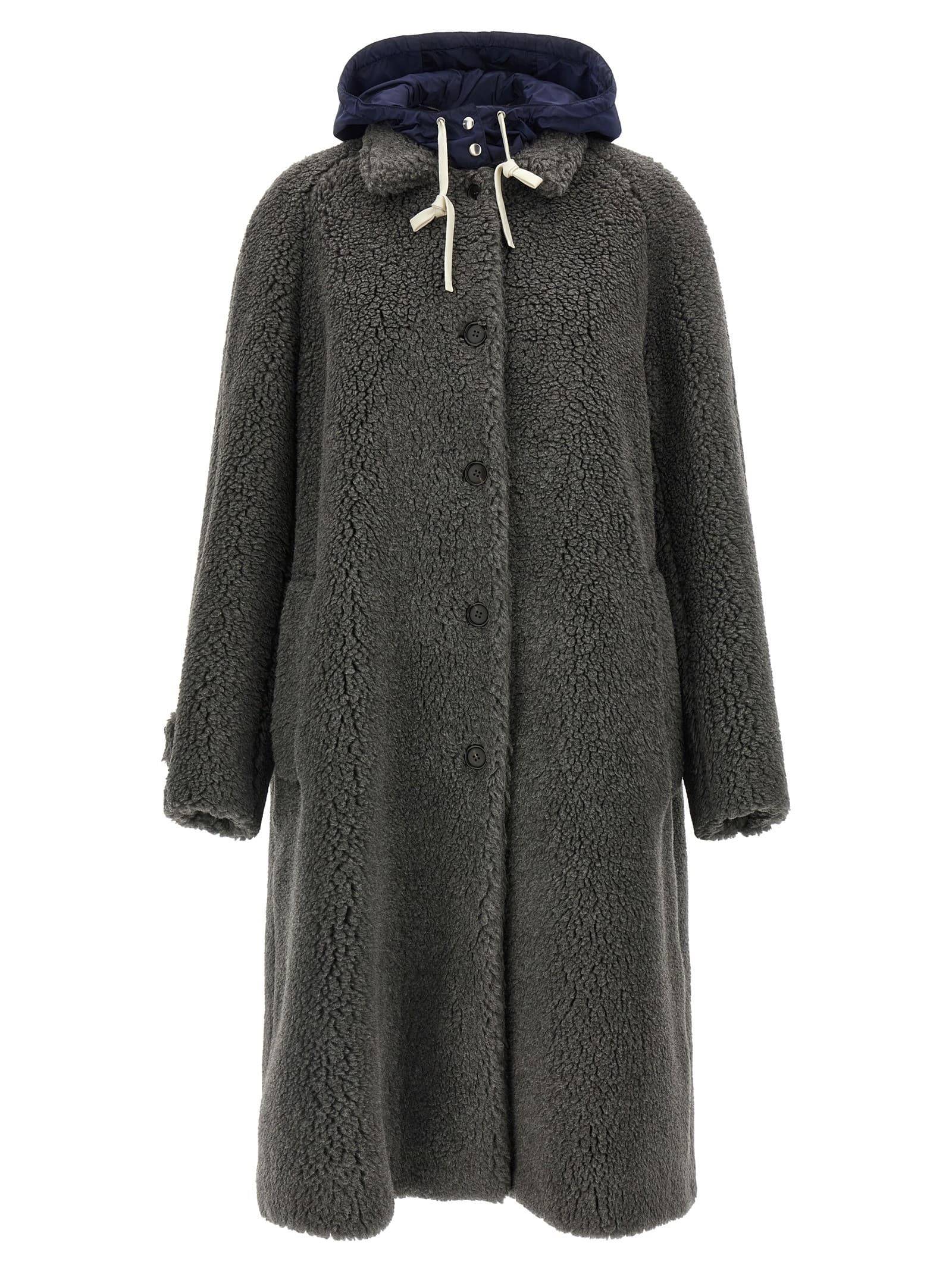Miu Miu Teddy Nylon Hooded Coat
