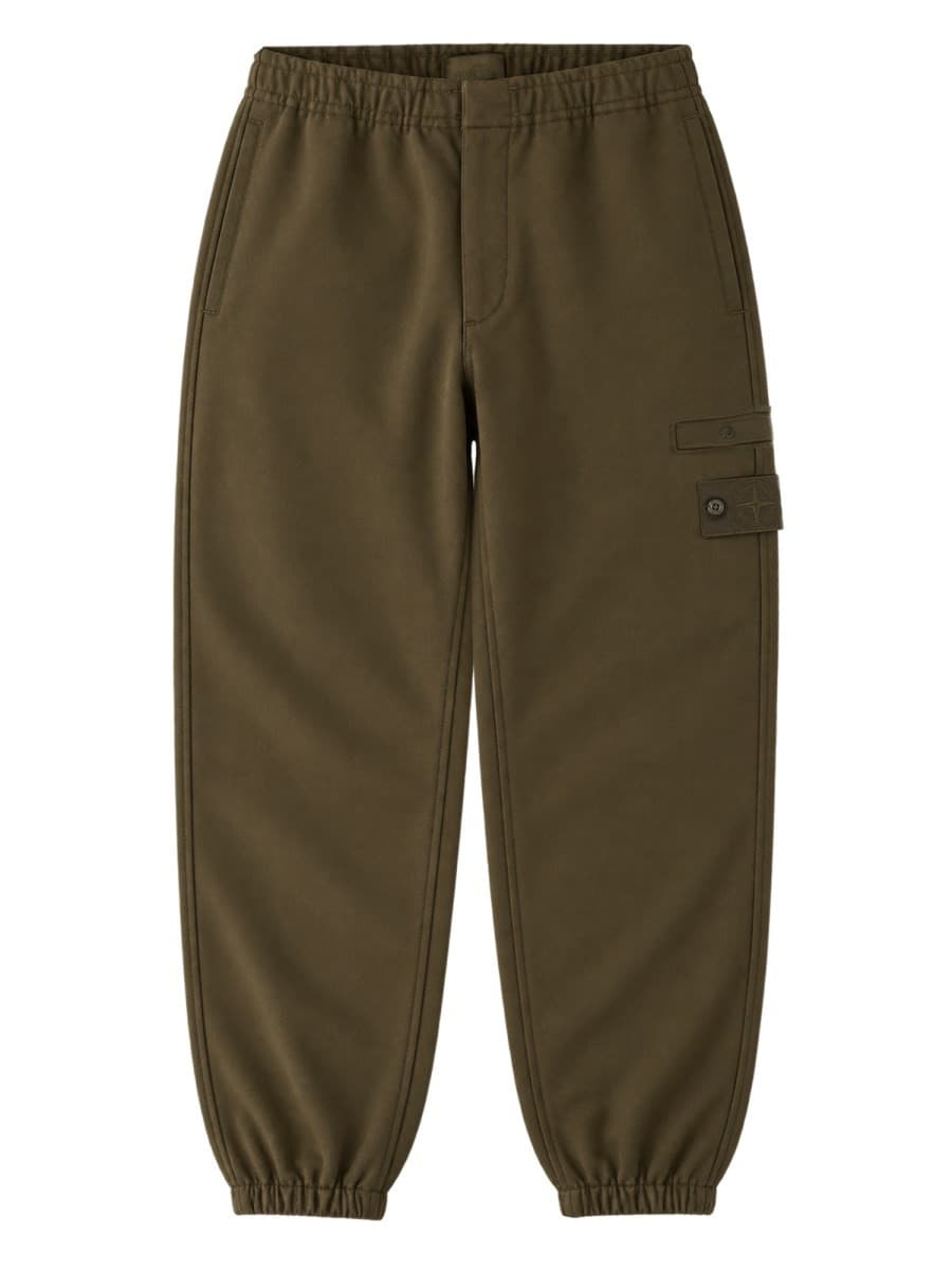 Stone Island Pantalone Jogger In Flanella Di Lana Cardata