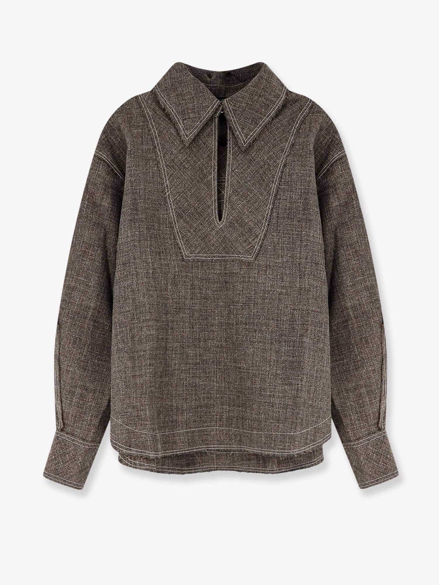 Soeur Jana shirt with stitching in melange linen